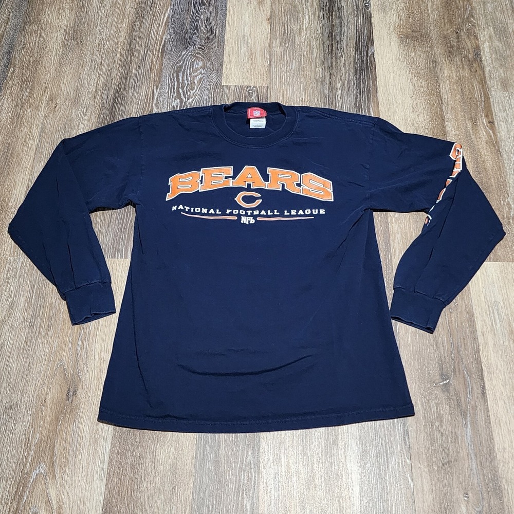 NFL Team Apparel Chicago Bears Long Sleeve‎ Navy Large Logo Sleeve Spellout